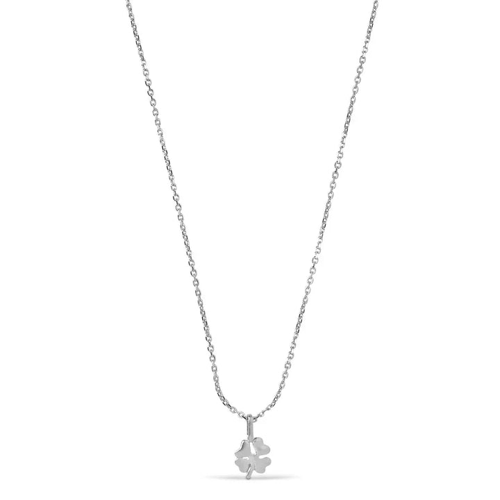 Enamel Four Leaf Clover necklace in silver with small clover pendant, single chain, Model n138sm-1
