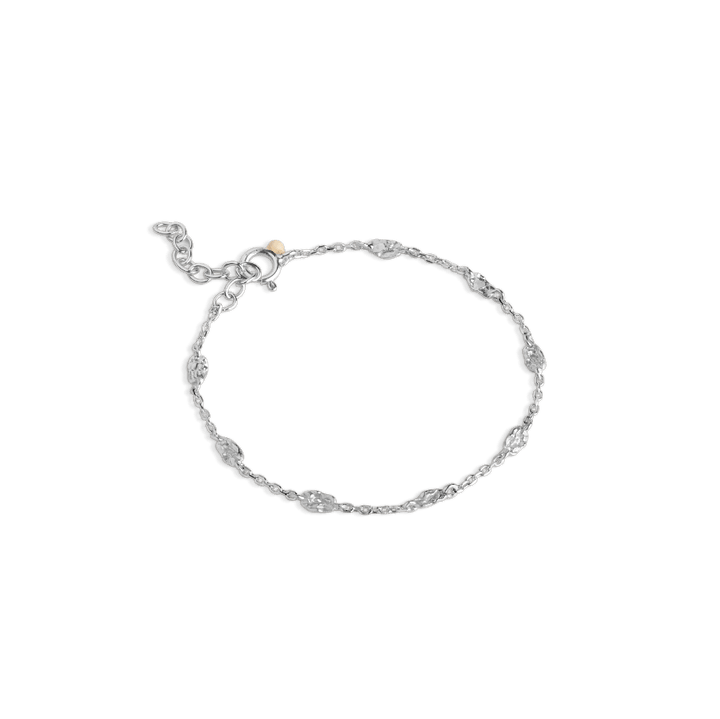 Enamel Kia bracelet in sterling silver, fine chain with oval details, shown on plain background. Model B124SM-B124SM-1