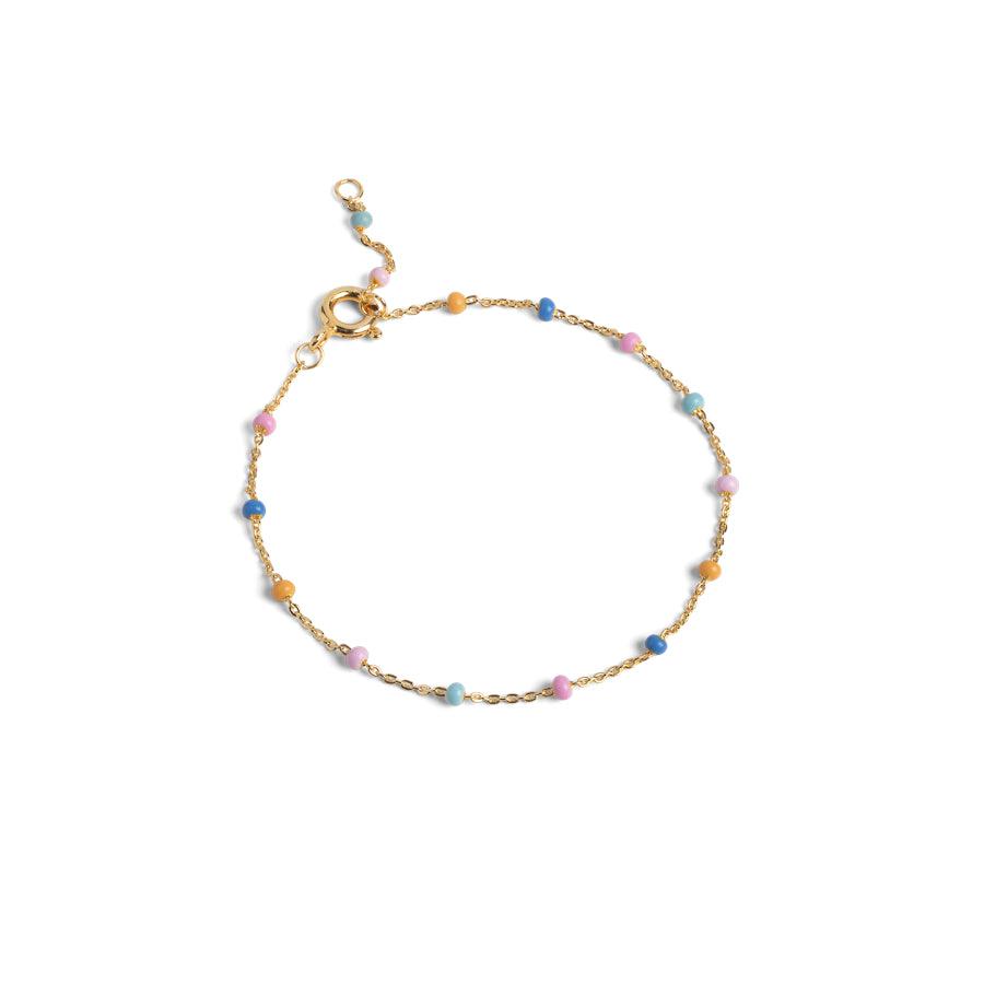 Enamel Lola Bracelet B66G Lolly, delicate gold bracelet with small colorful pearls, Model B66G Lolly-1