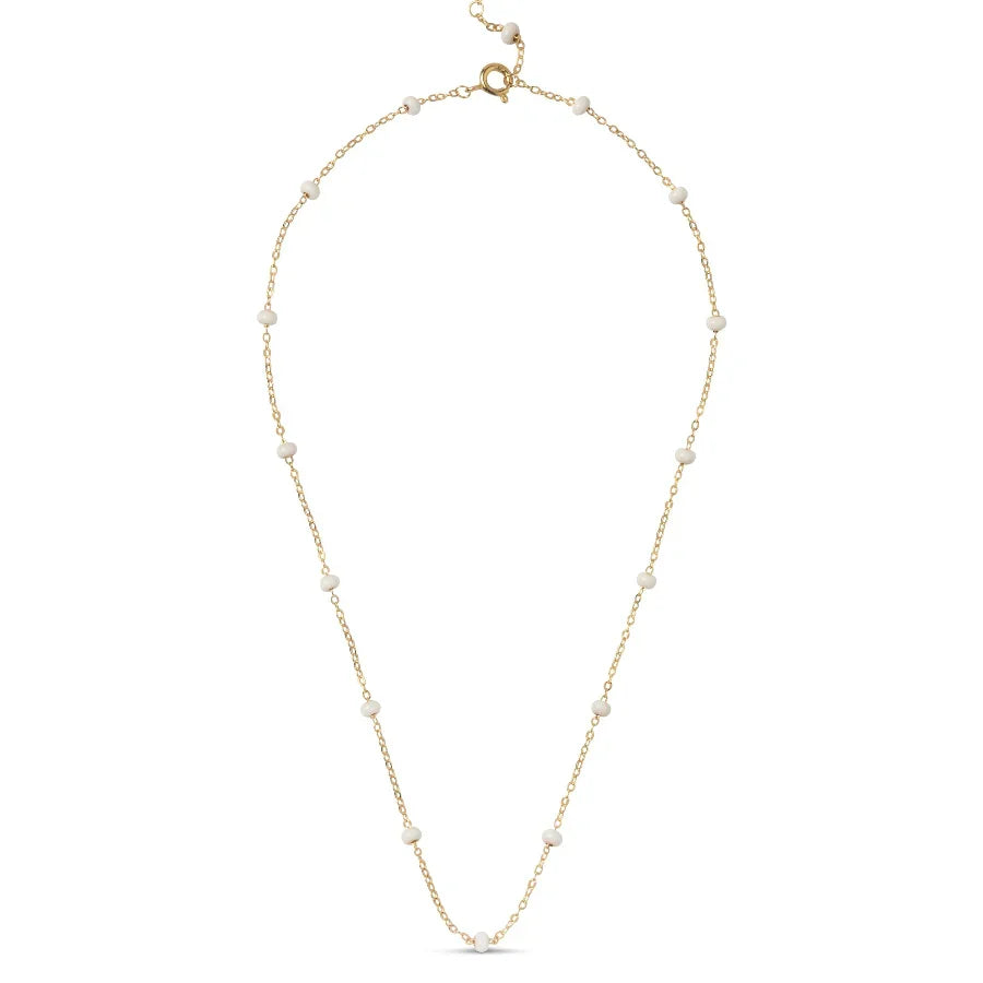 enamel lola ball necklace daisy in gold-plated silver with small white pearls, single chain Model n137g-daisy-1