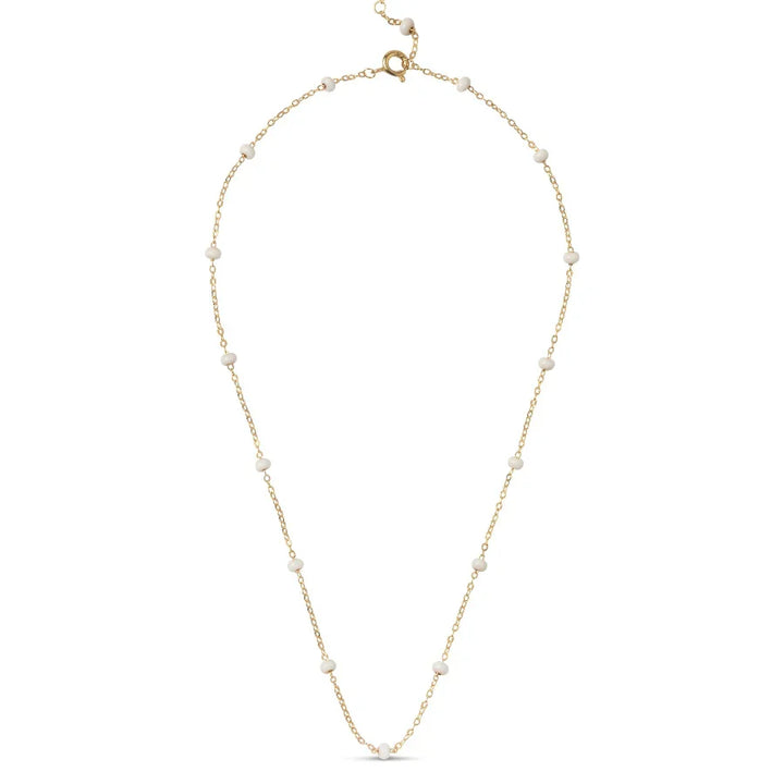 enamel lola ball necklace daisy in gold-plated silver with small white pearls, single chain Model n137g-daisy-1