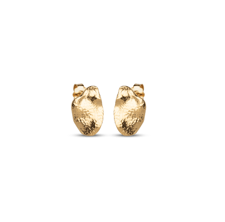 enamel maia small studs gold-plated ear studs in hammered gold look, closeup, Model e386gm-e386gm-1