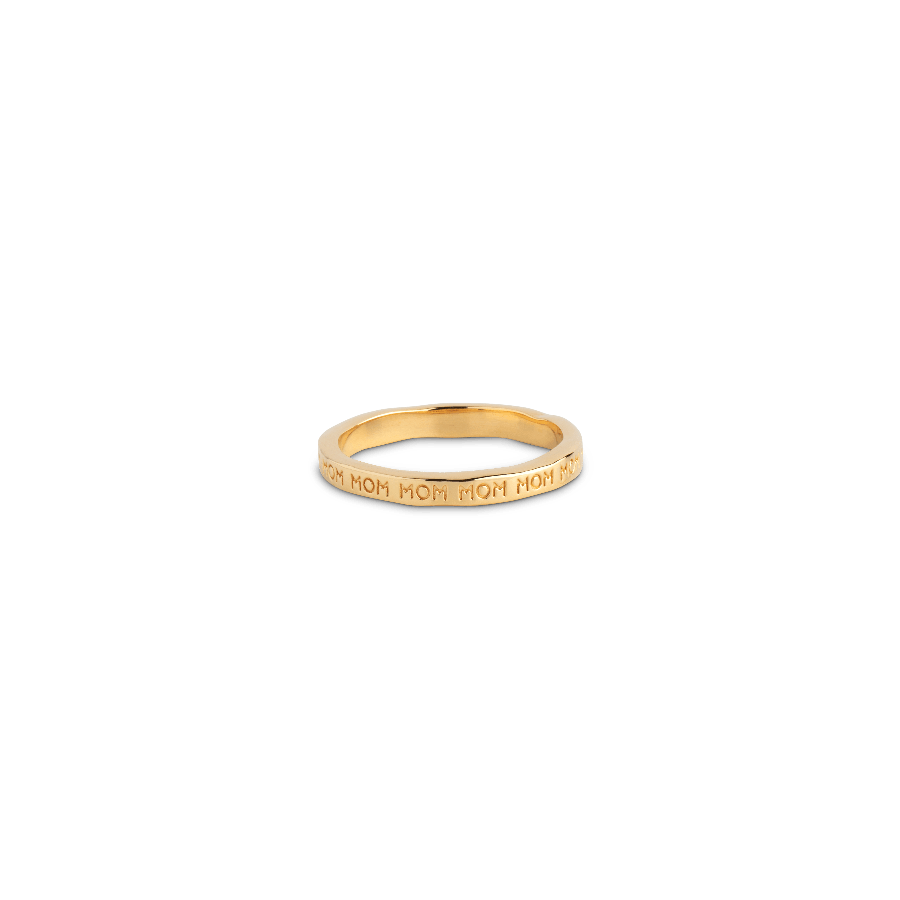 enamel MOM gold-plated ring R86G is seen as a simple, narrow gold ring with MOM engraving, Model R86G-R86G-001-1