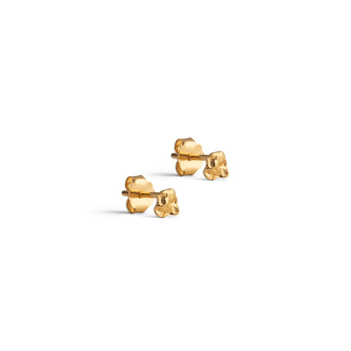Enamel Rio Mini Studs shows small gold studs in an organic shape on a neutral background. Model E331GM-E331GM-1