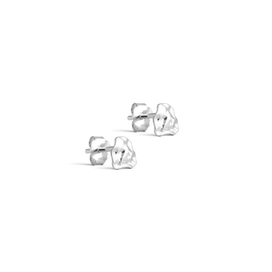 Enamel Rio ear studs silver shows a pair of small, shiny, organic silver earrings on a plain background. Model E332SM-E332SM-1