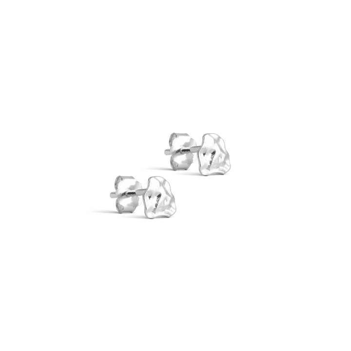 Enamel Rio ear studs silver shows a pair of small, shiny, organic silver earrings on a plain background. Model E332SM-E332SM-1
