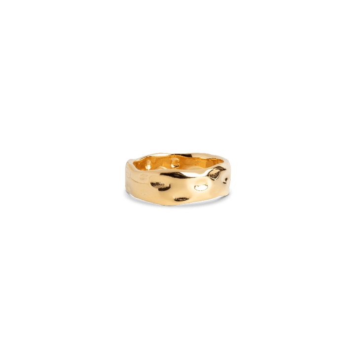 Enamel Sandra Gilded Ring appears glossy and organically shaped in gold look, Model R91G-R91G-001-1.