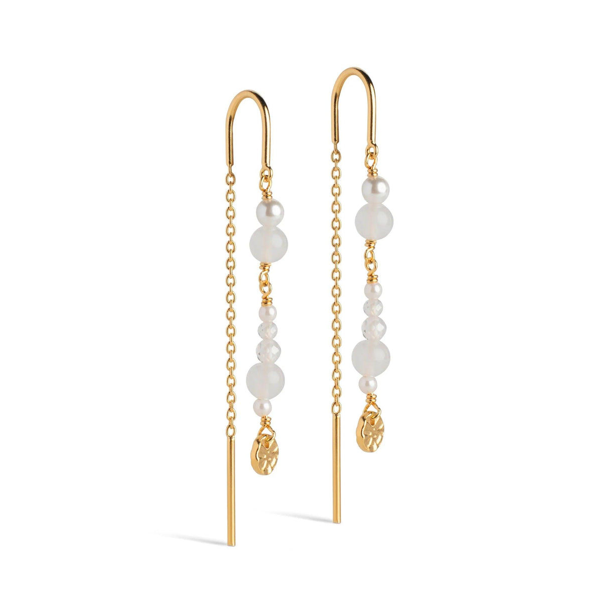 enamel-sofia-earings-white-and-pearls elegant earrings in gold with white pearls, Model E282G WHITE