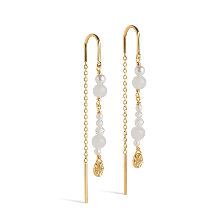 enamel-sofia-earings-white-and-pearls elegant earrings in gold with white pearls, Model E282G WHITE