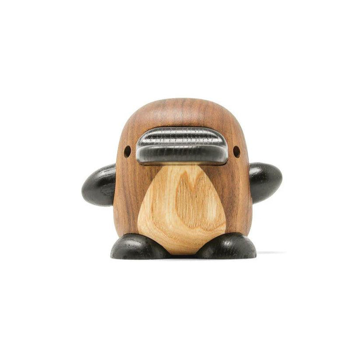Fablewood Perry the platypus in wood, sweet decoration in dark and light wood, displayed on a white background. Model 1403-1