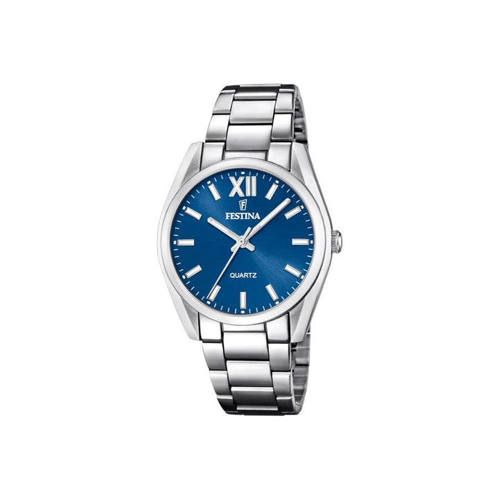 Festina ladies watch 206225 with blue dial and silver chain, elegant and timeless design. Model F206225/1