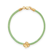 Flora Danica Four Leaf Clover Silk Bracelet Light Green - Gold Plated