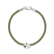 Flora Danica Four Leaf Clover Silk Bracelet Olive - Silver