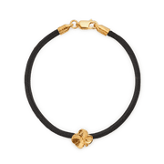 Flora Danica Four Leaf Clover Silk Bracelet Black - Gold Plated