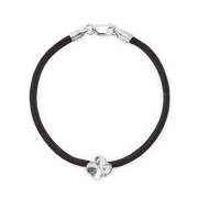 Flora Danica Four Leaf Clover Silk Bracelet Black - Silver