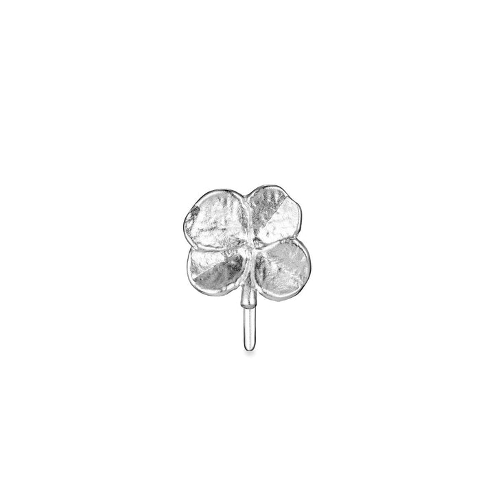 Flora Danica Four Leaf Clover Silver Earcuff with detailed four leaf clover design in silver, Model 907-FLC-EACU-S.