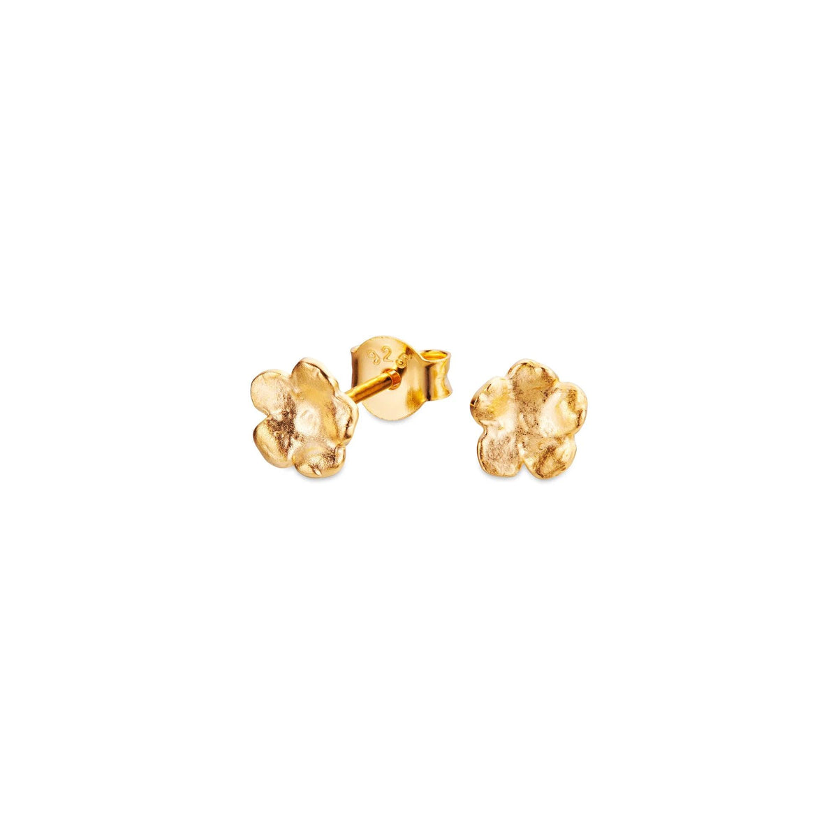 Flora Danica Forget-me-not ear studs silver gilt with matte gold surface, flower shape. Model 907-FMN-STPC-G-1