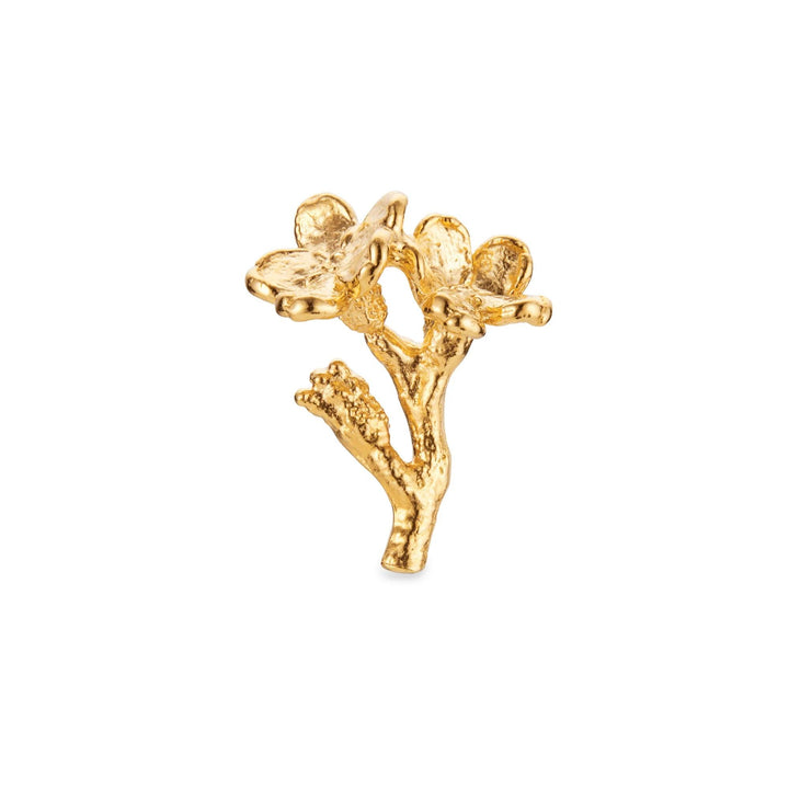 Flora Danica Forget-me-not Pin Silver Gilt features a detailed gold-plated flower in an organic style. Model 907-fmn-pi-g-1