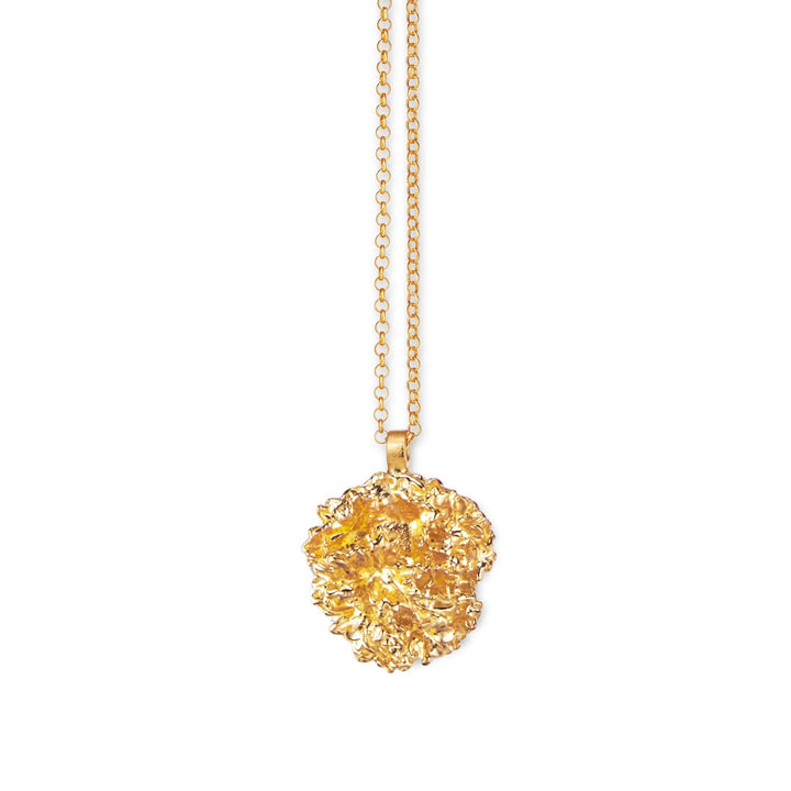 Flora Danica Parsley Necklace Silver Gilded with organic gold pendant on simple chain. Model 907-par-ne-g-1.