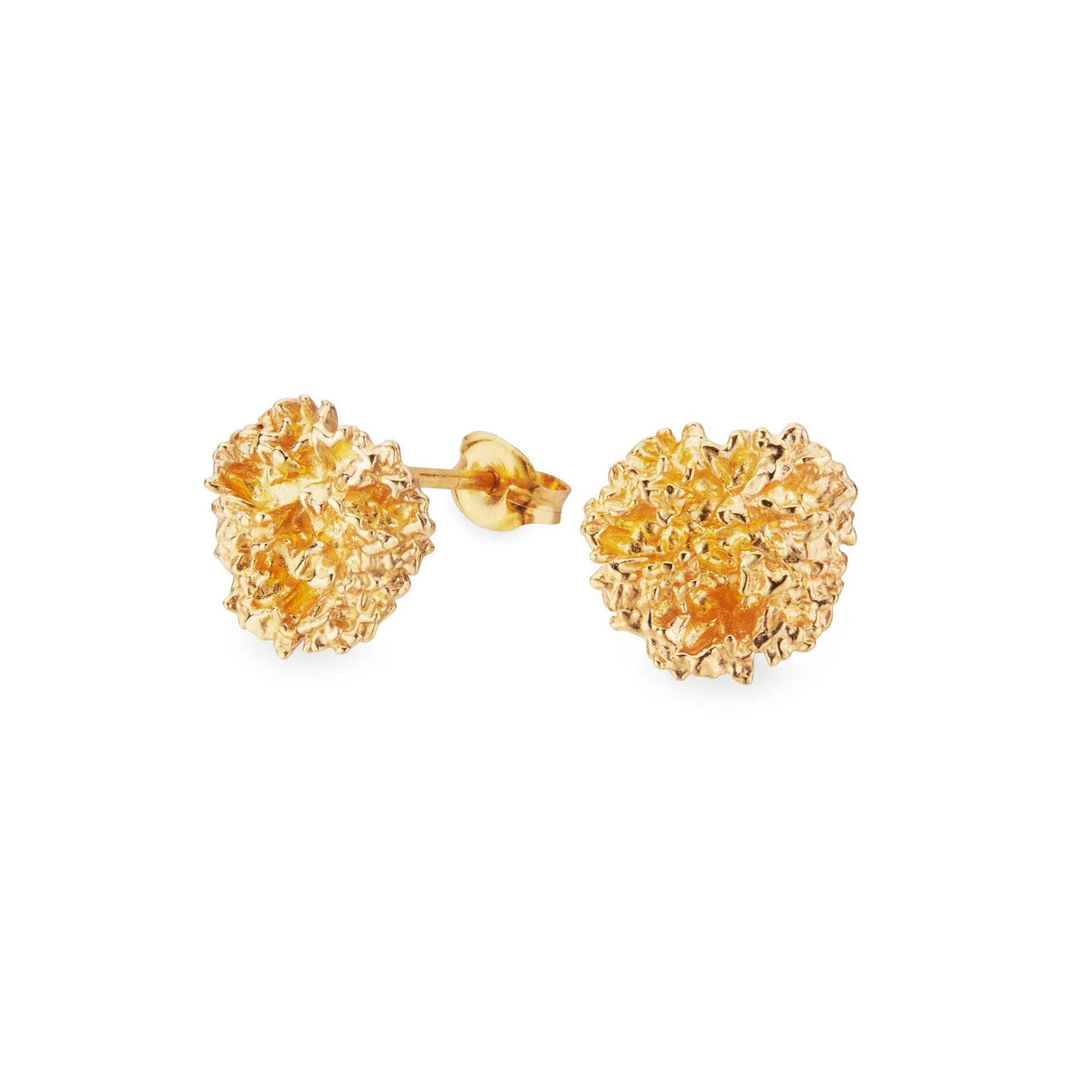Flora Danica Parsley Stud Earrings Silver Plated, Detailed Round Flower Shaped Earrings, Model 907-par-stpc-g-1
