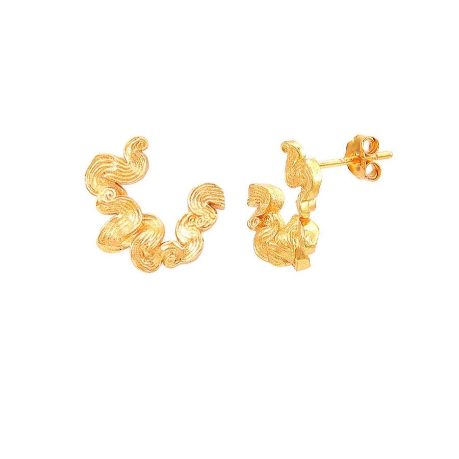 Hultquist Copenhagen Audrey Petite gold-plated stud earrings with twisted pattern in gold look, Model S08603G-1