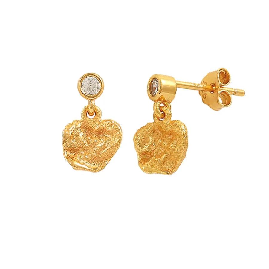 Hultquist Copenhagen Lainey Petite Structured Clear Stone Gold Plated Earrings, Model S08610G