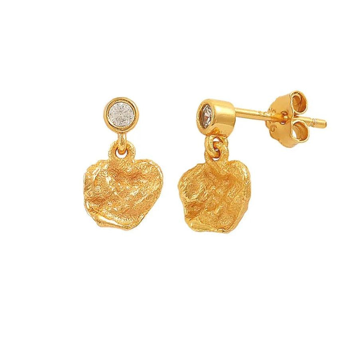 Hultquist Copenhagen Lainey Petite Structured Clear Stone Gold Plated Earrings, Model S08610G