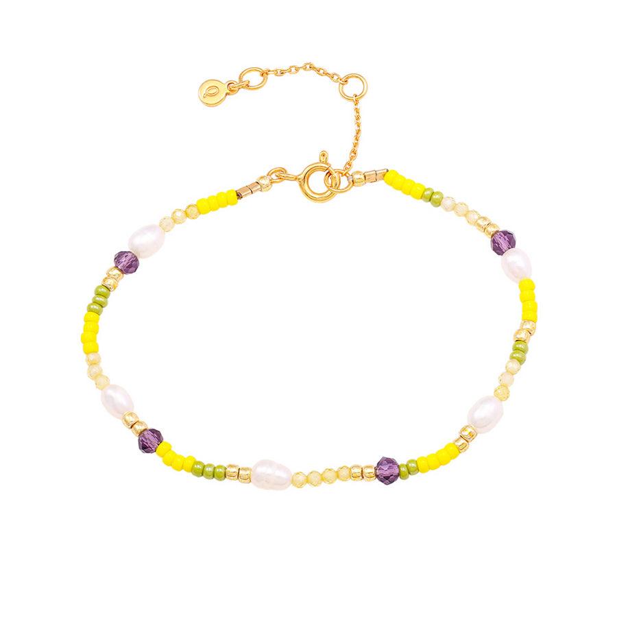 Hultquist Copenhagen Lillian Pearl Bracelet with yellow, green and purple pearls and freshwater pearls, Model S08614G-1.