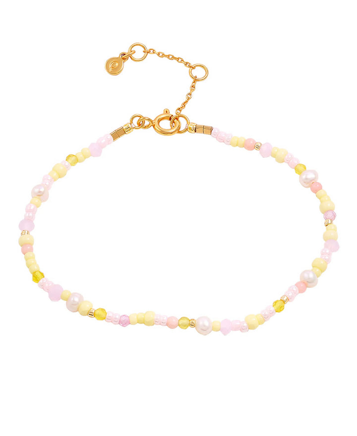 Hultquist Copenhagen Liv Perle Bracelet with pastel-colored pearls and gold-colored chain lock, Model S08618G-1