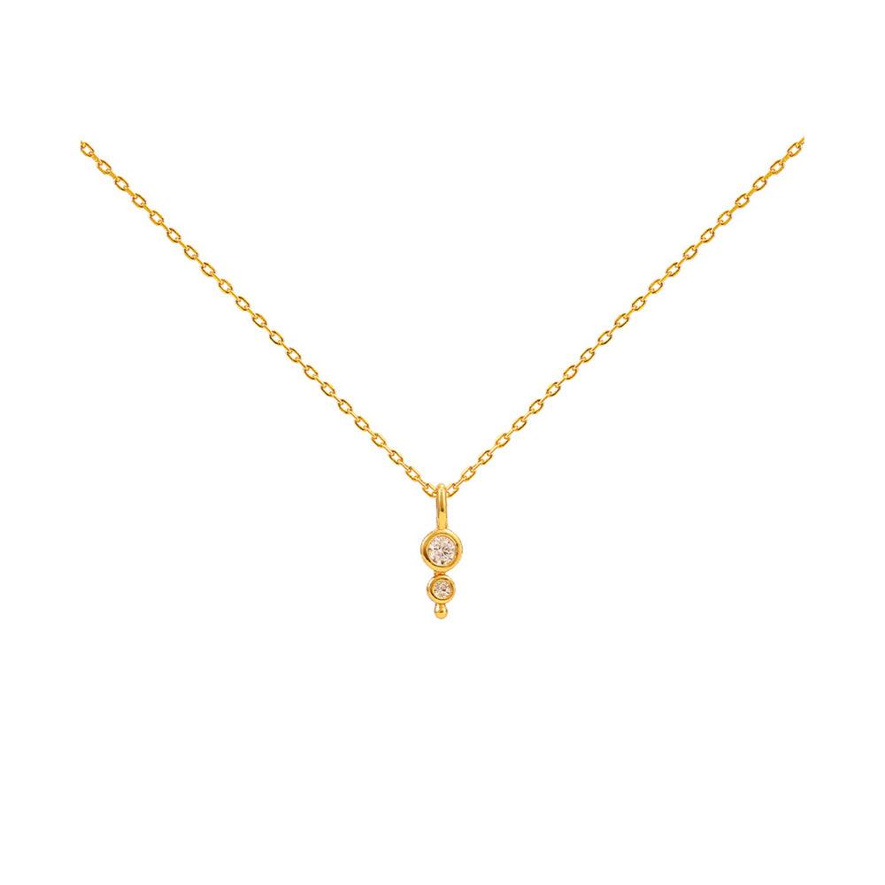 Hultquist Copenhagen Magnolia necklace with two round clear stones in gold-plated chain, Model S08554G-1