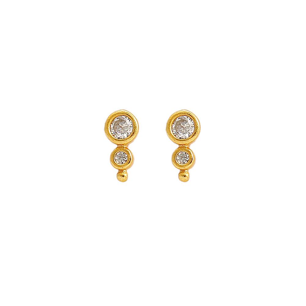 Hultquist Copenhagen Magnolia earrings in gold-plated with clear stones, seen from the front on a white background. Model S08553G-1.
