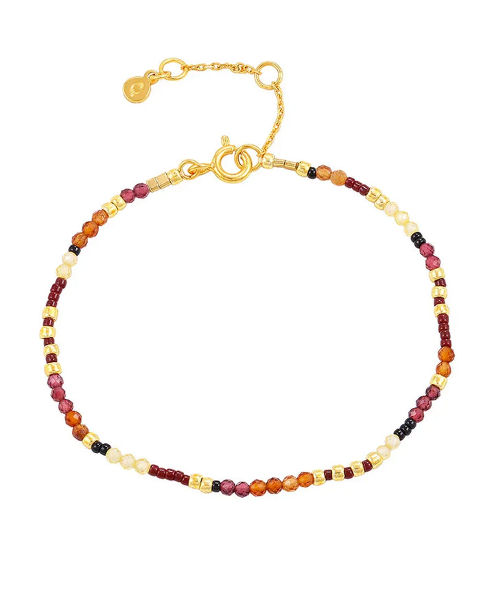 Hultquist Rowen Bracelet with small, colored beads and gold-plated chain, Model S08641G-1.