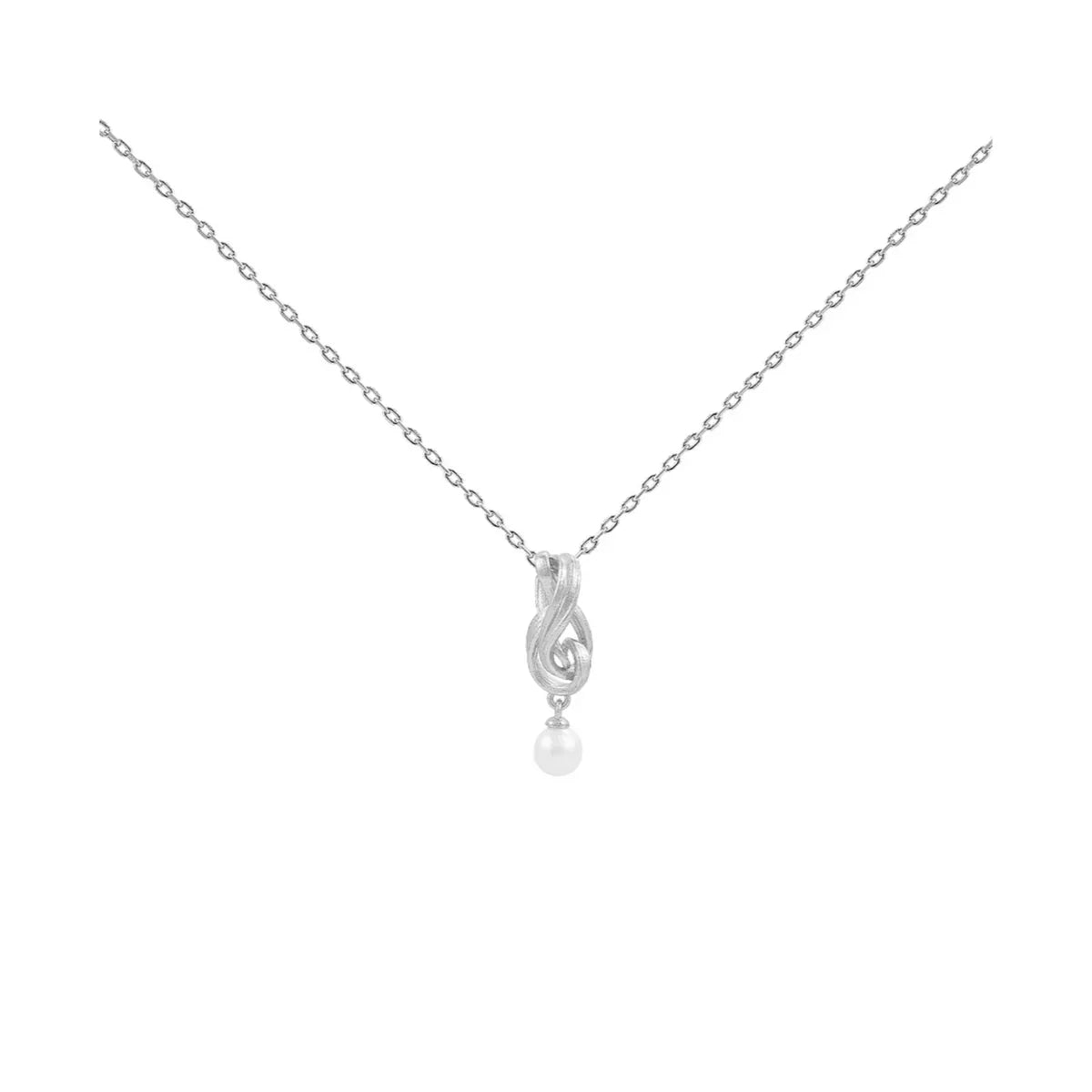 Hultquist Tiril Necklace 925 sterling silver with twisted pendant and small white pearl, Model S08646S-1