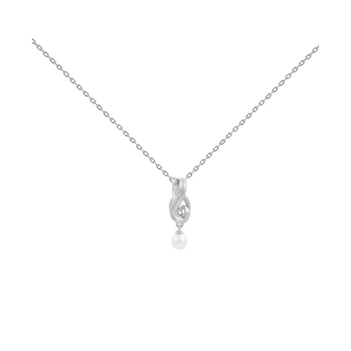 Hultquist Tiril Necklace 925 sterling silver with twisted pendant and small white pearl, Model S08646S-1