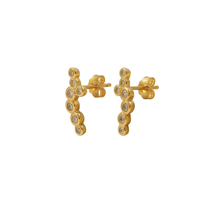 Hultquist Vivienne earrings in silver-gilt with round clear stones, elegant detail. Model S08490G