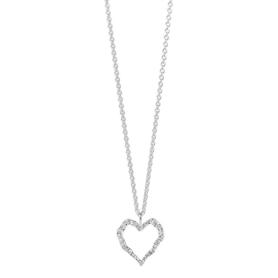 Jeberg Jewelery Heart Me Necklace in silver with open heart pendant on simple chain. Model 42502-1