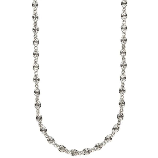 Jeberg Jewelery Stella Necklace silver, chain with round, star-patterned links. Model 4510-42-S