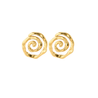 Jeberg Pirouette Medium Gold Plated Earrings with spiral design in gold, Model 52930-1.