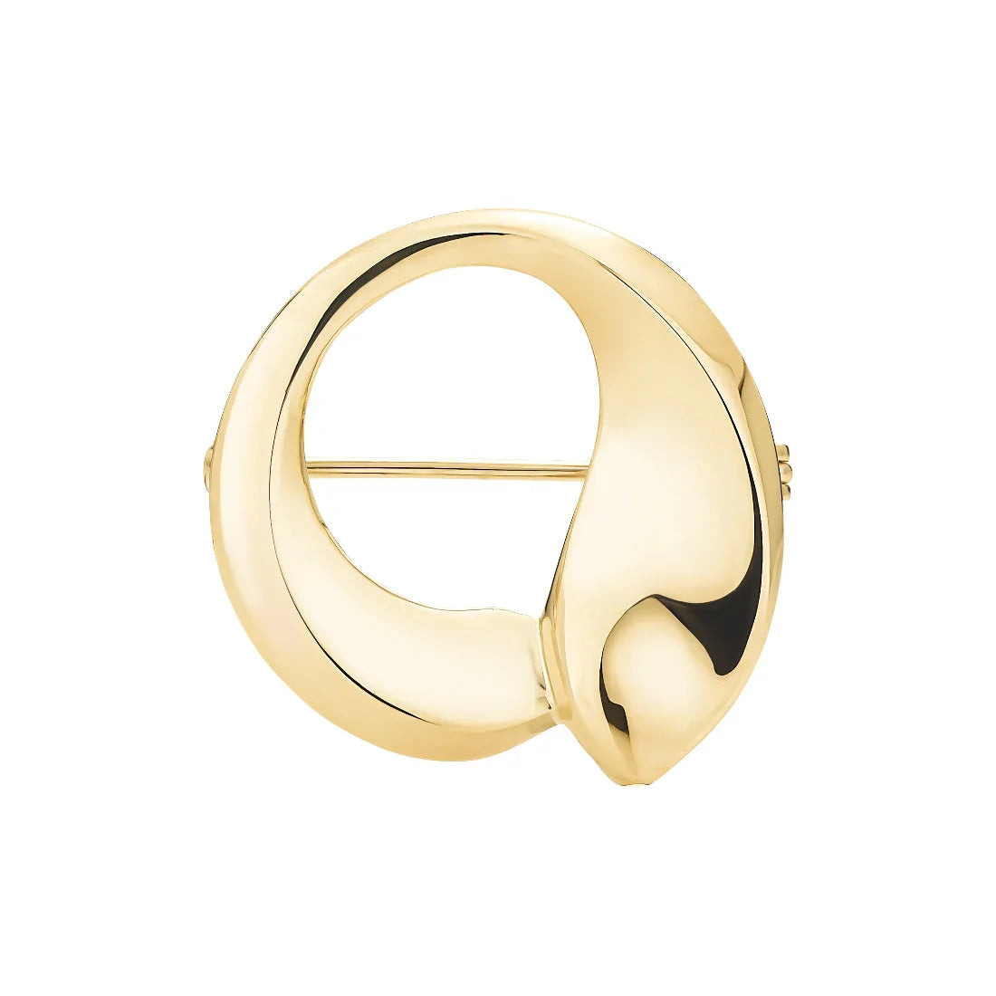 Lund Copenhagen brooch gold-plated, elegant round brooch in shiny gold look, Model 9041380-F-9041380-F-1