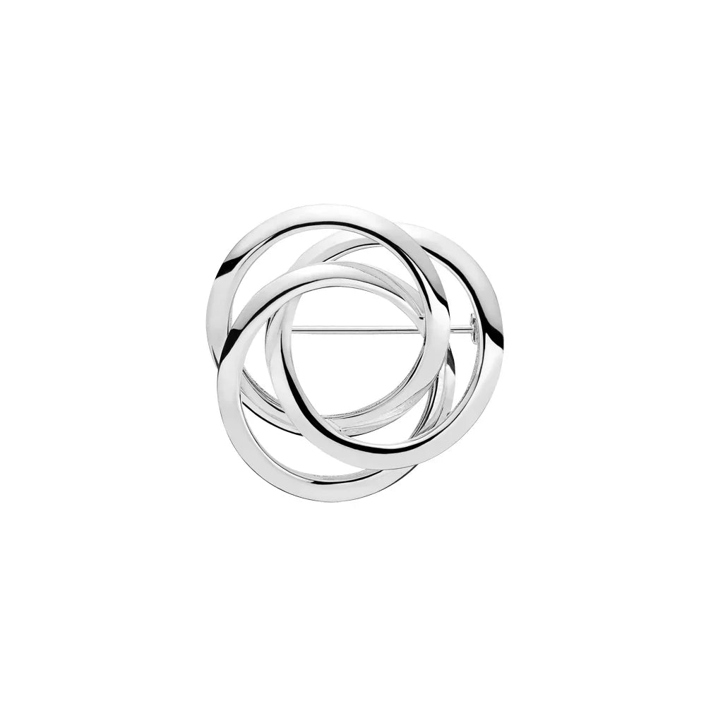 GROVE COPENHAGEN silver brooch 35 mm in shiny silver with a modern braided circle design. Model 9048952-1
