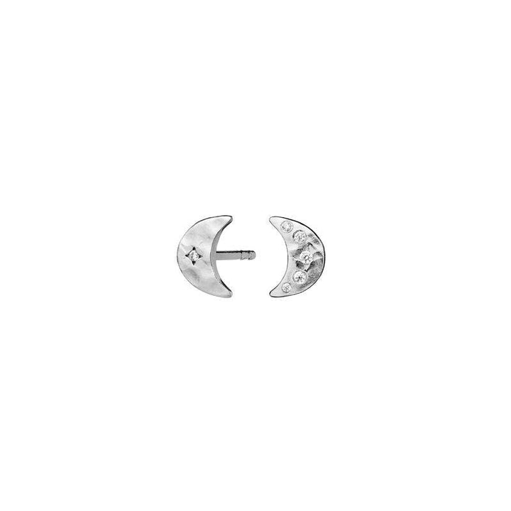 Maanesten Æga earrings in silver with moon design and sparkling stones, model 9857c-9857c-2.