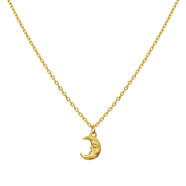 Maanesten Aila Gold Plated Necklace shows an elegant gold colored chain with moon pendant, Model 2805a-1.