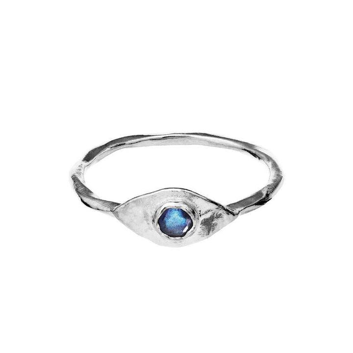 Maanesten Argos Ring in silver with blue stones, organic surface, model 4809c-4809c-002-2