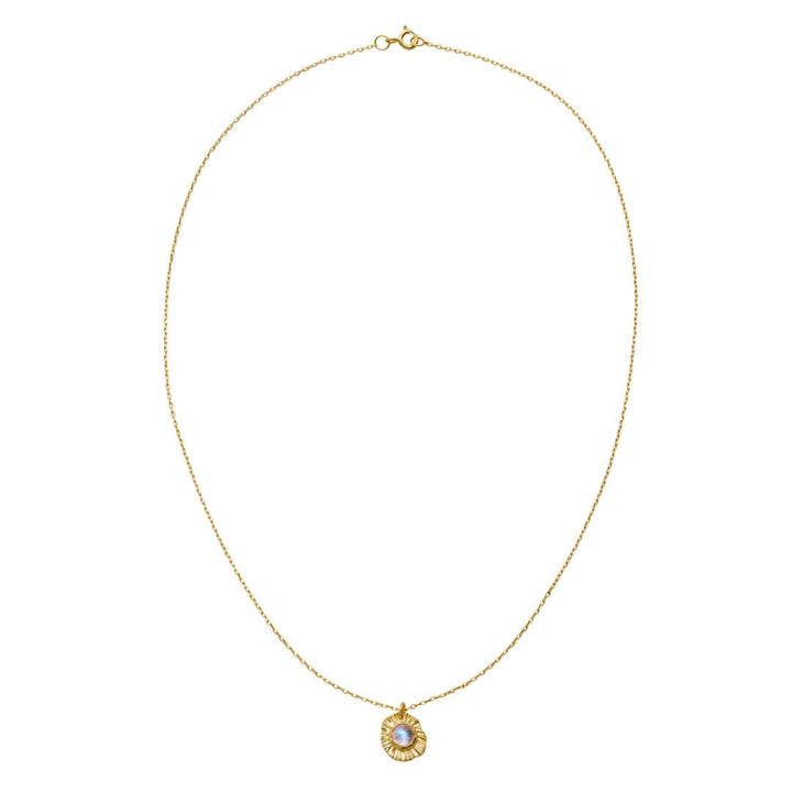 Moonstone Astra necklace 18 kt. gold plated with round pendant and bright pearl details, Model 2652a-2652a-2.