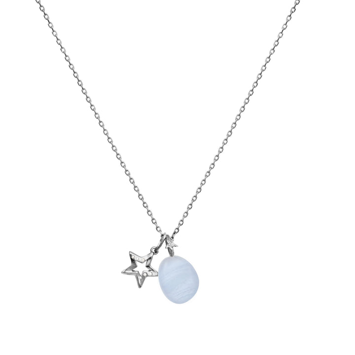 Maanesten Blue Lace Air Spirit Pendant Pendant Silver with star and blue stones on silver chain. Model 2831c-2