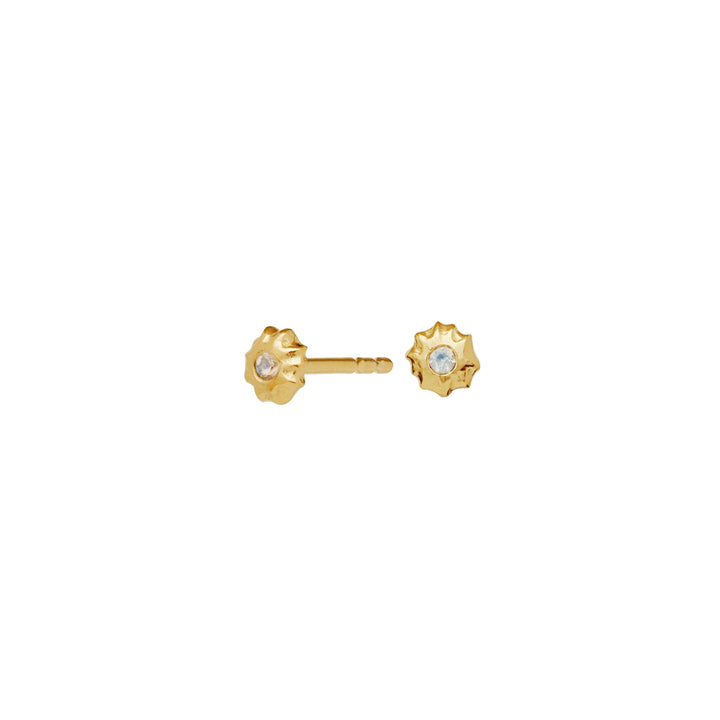 moonstone-caia-gold-plated-oresticks with star details and sparkling stones in front view, Model 9982a-2