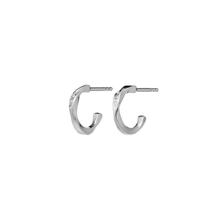 Moonstone Echo Petite Hoops 12mm in silver, small earrings with glossy surface, model 9861C-9861C-1.