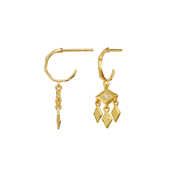 Maanesten Edwina gold-plated earrings with unique pendant, matt gold look, Model 10023a-2.