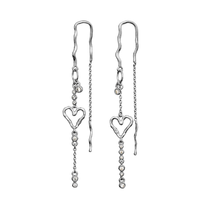 moonstone eliori twinkle solv earrings with heart shape and sparkling stones, Model 10168c-1