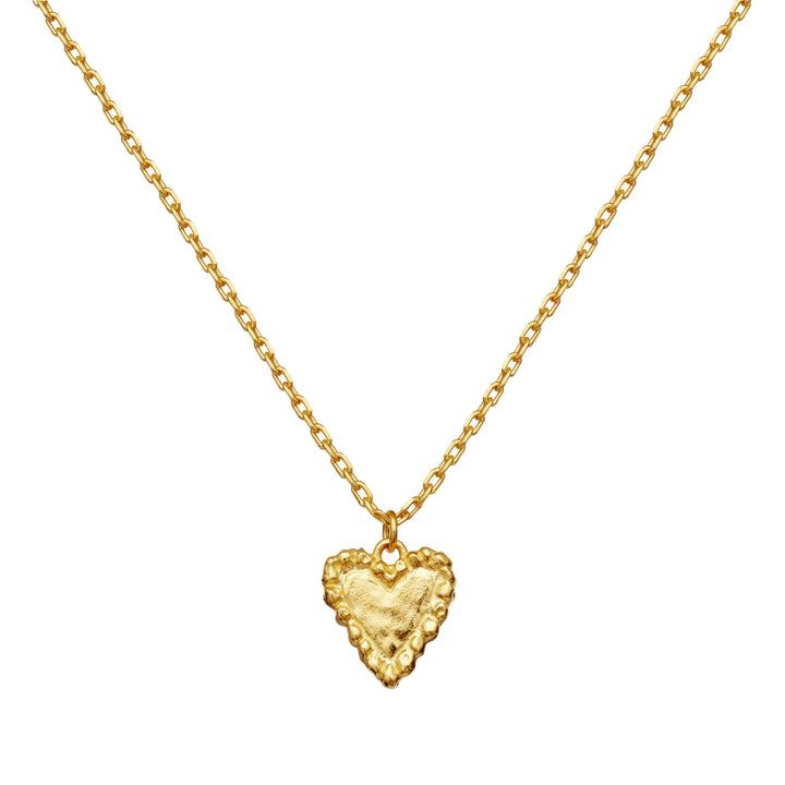 Moonstone Fatal Heart Gold Plated Necklace with detailed heart pendant in gold plated finish. Model 2810a-1